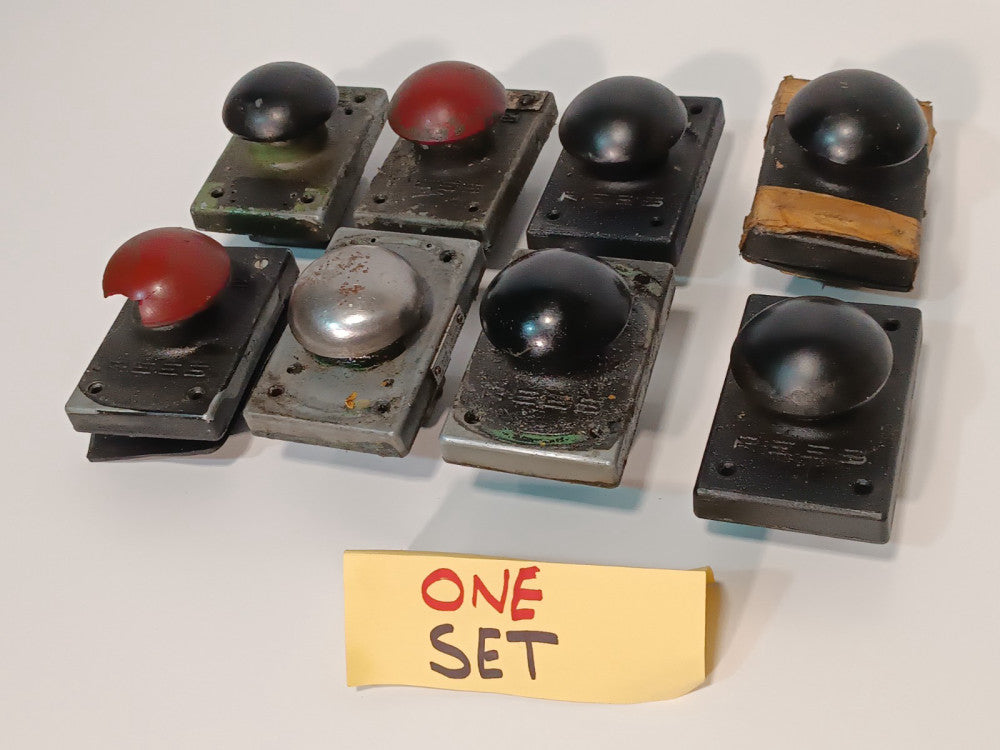 Lot of 8 REES Heavy Duty Mushroom Head Pushbutton Switch, Varying Conditions