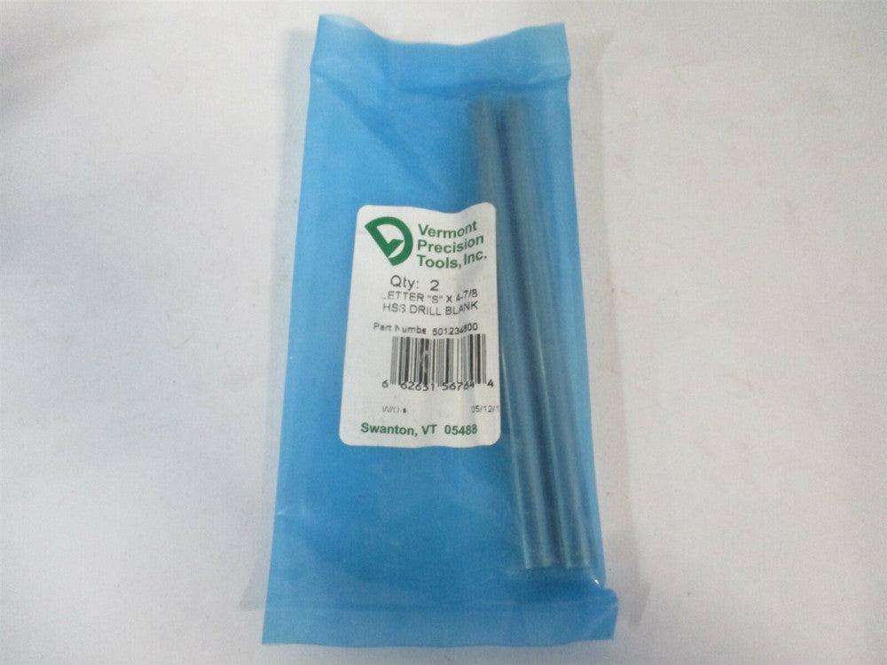 Vermont Gage (501234800) 0.3480 x 4-7/8" OAL HSS Letter S Jobber Drill Shank 