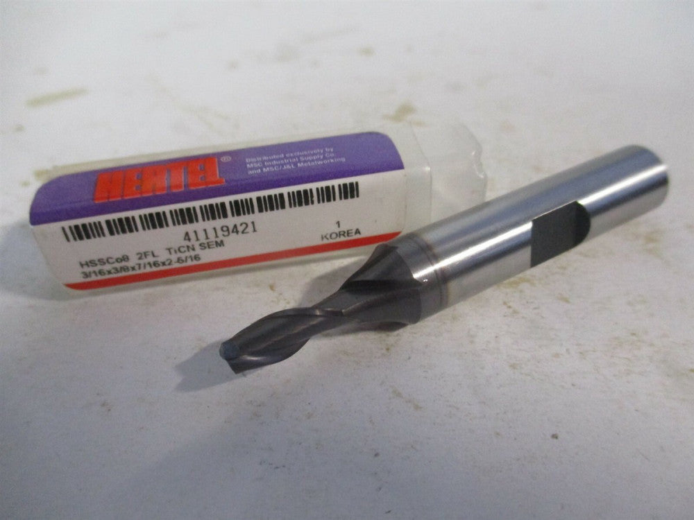 (E7030012) 3/16" x 7/16" x 3/8" x 2-5/16" OAL 2 Flute Cobalt Square End Mill 