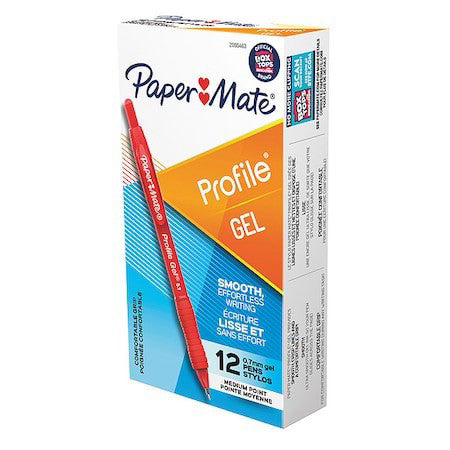 Paper Mate 2095463 Pen, Red, Non-Erasable, Gel, Pk12