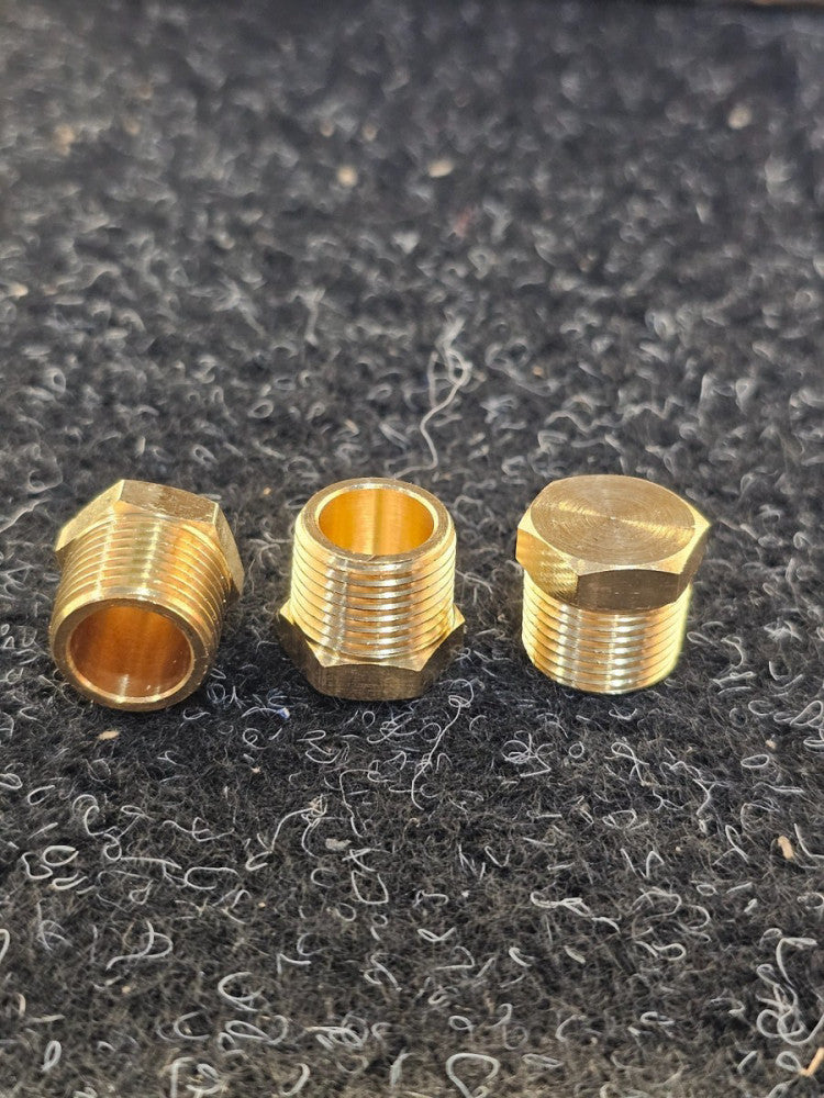 (QTY 10)Hex Head Pipe Plug 3/8" Male NPT Brass Fitting Water Oil Gas Hollow Body