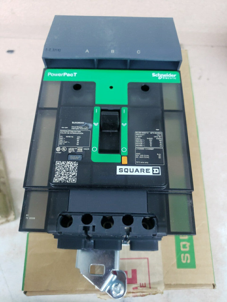 New! Square D BJA36050 3P 50A 600V PowerPacT I-Line Circuit Breaker 