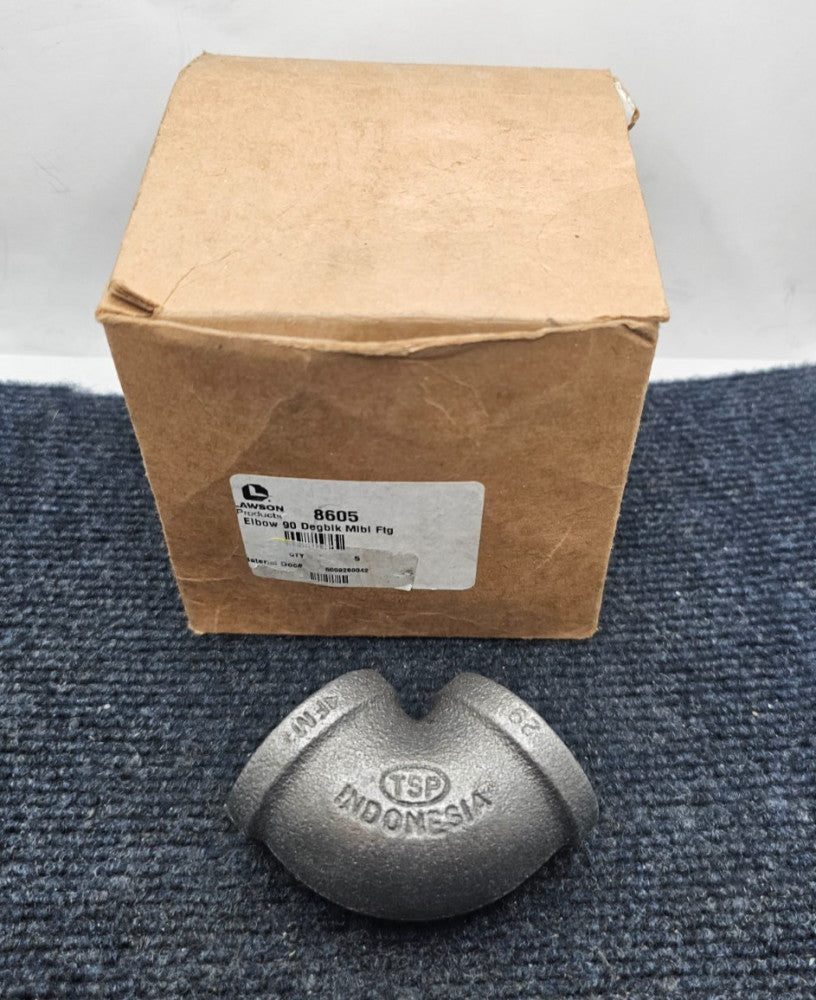 (QTY 5) Lawson 8605: 90-Degree Elbow Black Malleable 1 Inch
