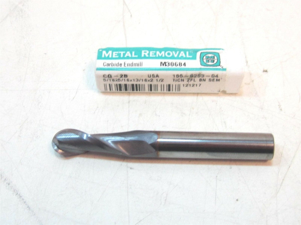 CG-2B Metal Removal Carb TiCN 5/16 X 5/16 X 13/16 X 2-1/2 Ball Nose End Mill New