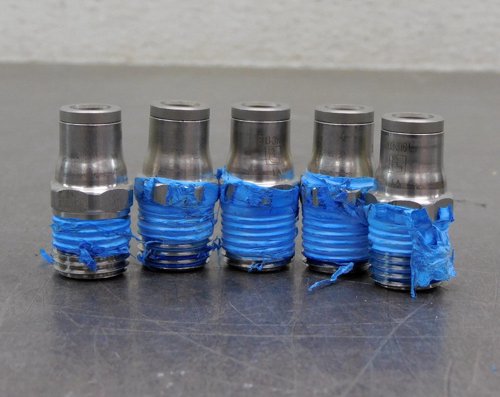 Lot of Five (5) Legris 3805 06 14 Male Connector Push-to-Connect 1/4" x NPT 1/4"