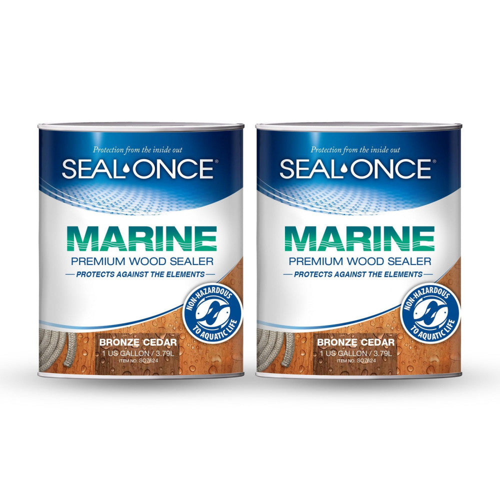 Marine Ready Mix - 2 Gallon Penetrating Wood Sealer Waterproofer & Stain (Bro...