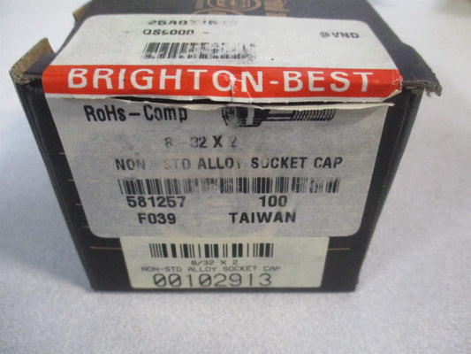 (581257P) #8-32 Alloy Steel Partially Threaded Hex Socket Cap Screw - Qty 100
