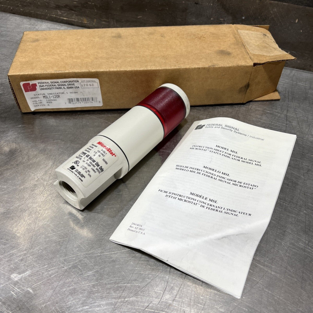 Federal Signal MSL1-120R Ser. A Red Status Indicator 1 Red Light Microstat Nos