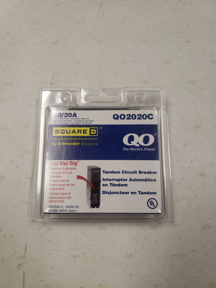 New! Square D QO2020 20 Amp 2 Pole Circuit Breaker Twin Tandem QO2020C