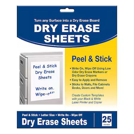 C-Line Products 57911 Dry Erase Sheets, Plastic, 11 In, 8 1/2 In