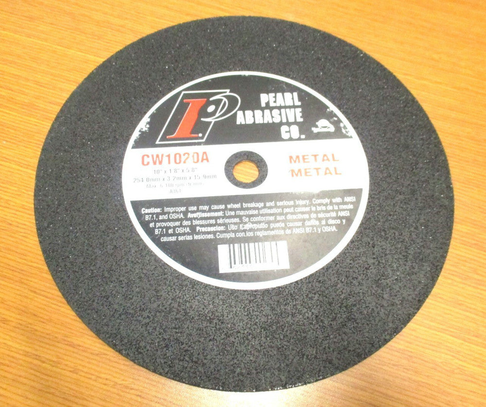 Pearl (CW1020A) 10" x 1/8" x 5/8" Aluminum Oxide Metal Grinding Wheel - 2 QTY