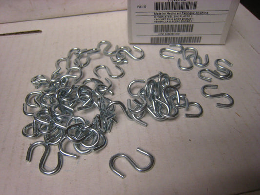 1-Box 50 pcs  FABORY 2ZDK3 S Hook Steel Zinc Plated Pack of 50