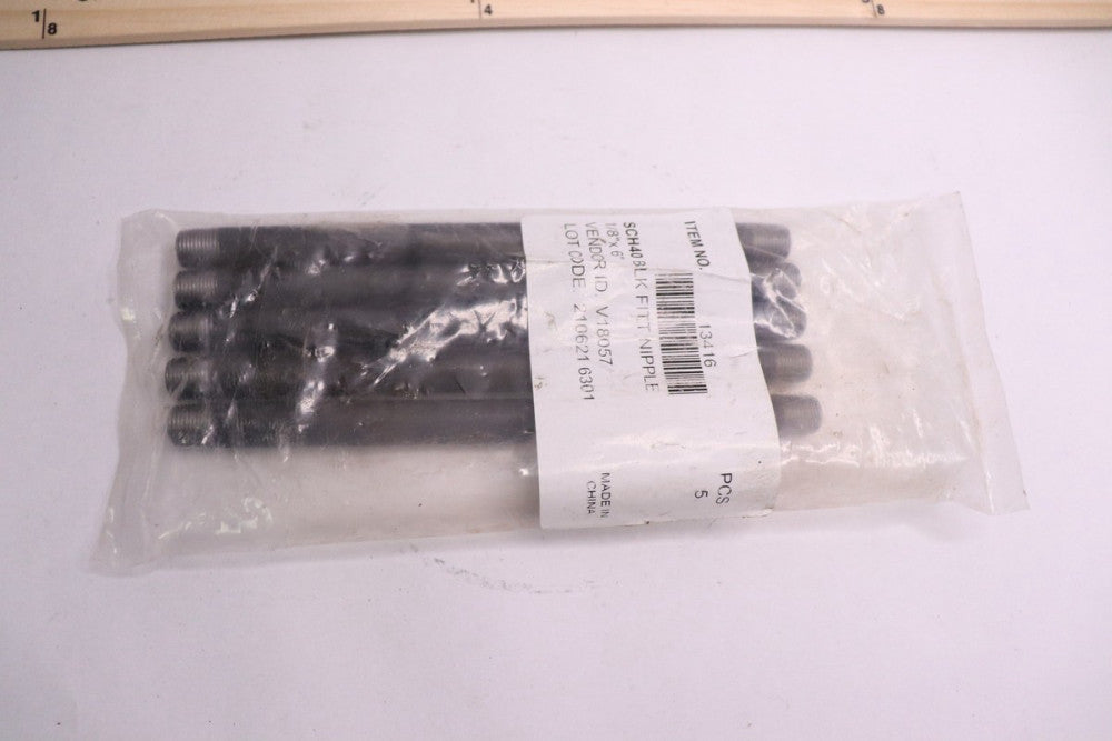 (5-Pk) Welded Threaded Nipple Carbon Steel Black Schedule 40 1/8" x 6" 13416