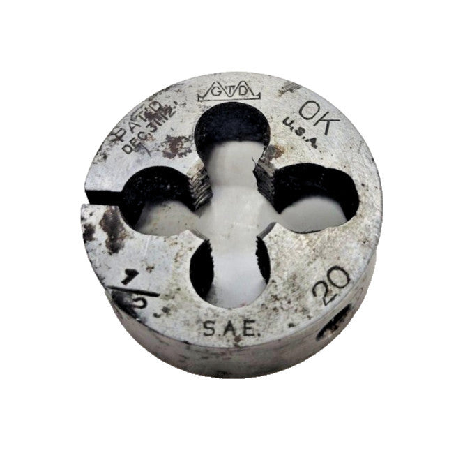 GTD 1/2"-20 THREADING DIE 1-1/2" OD 1/2" THICKNESS HSS