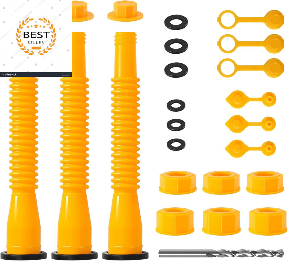 3KIT Gas Can Spout Replacement, No-Spill Design Gas Can Nozzle with Flexible Noz