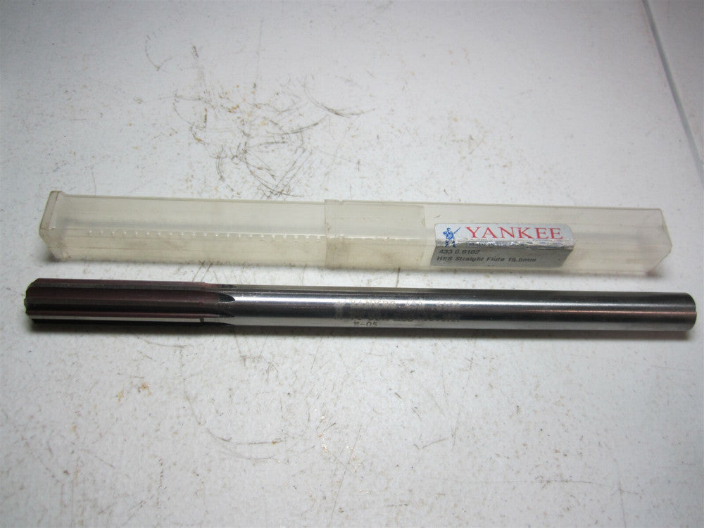 Yankee (433 0.6102) 15.5mm Diam 9" OAL HSS 8 Fl Straight Fl Chucking Reamer