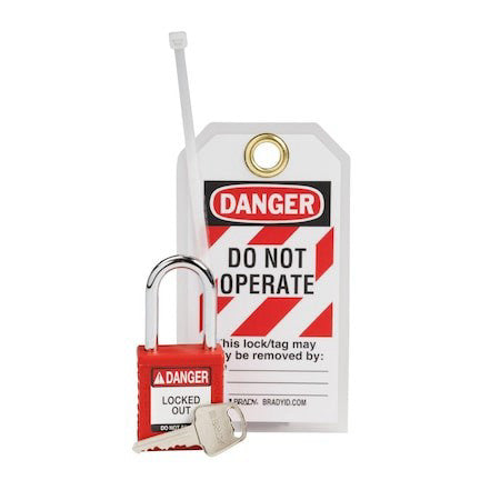 Brady 153673 Lockout Kit,1 Lockout,1 Tag,Red