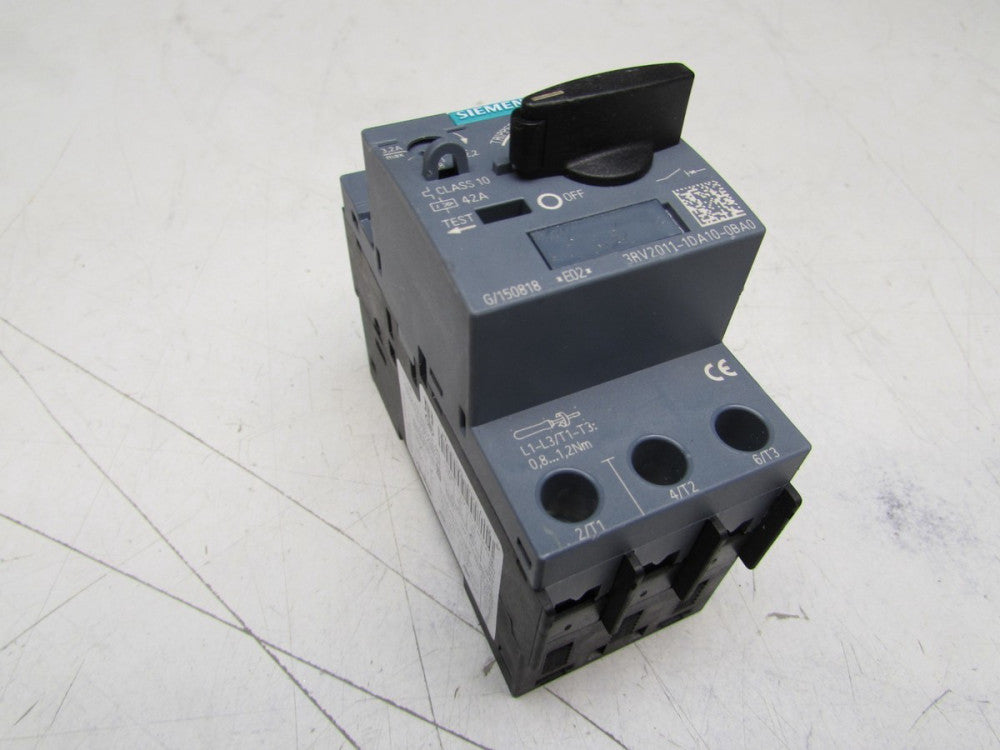 SIEMENS SIRIUS 3RV2011-1DA10-0BA0 MANUAL MOTOR STARTER 3.2FLA 600VAC XLNT USED!!