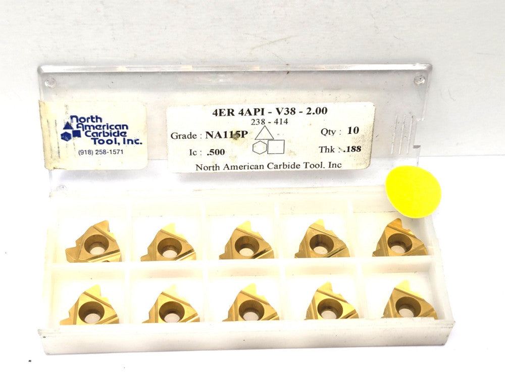 NORTH AMERICAN*4ER 4APIV38-2.00*LAYDOWN THREADING INSERT*****LOT OF 10
