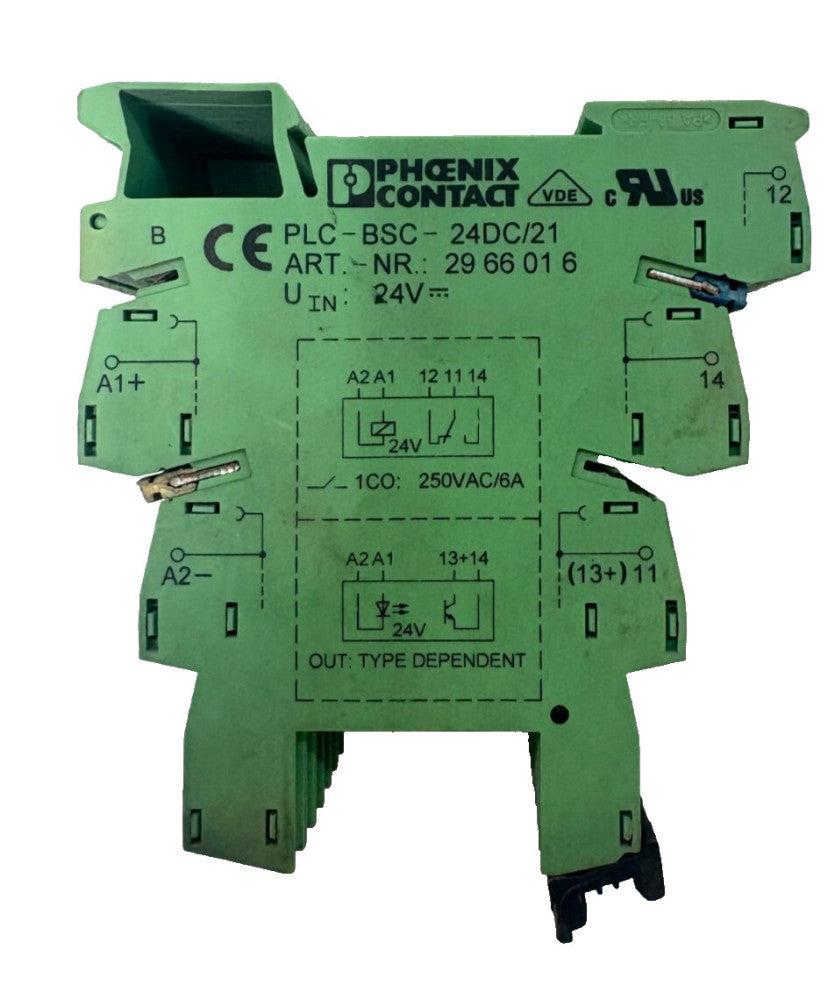 PHOENIX CONTACT PLC-BSC-24DC/21 PLUG IN MINIATURE POWER RELAY INPUT VOLTS 24V DC