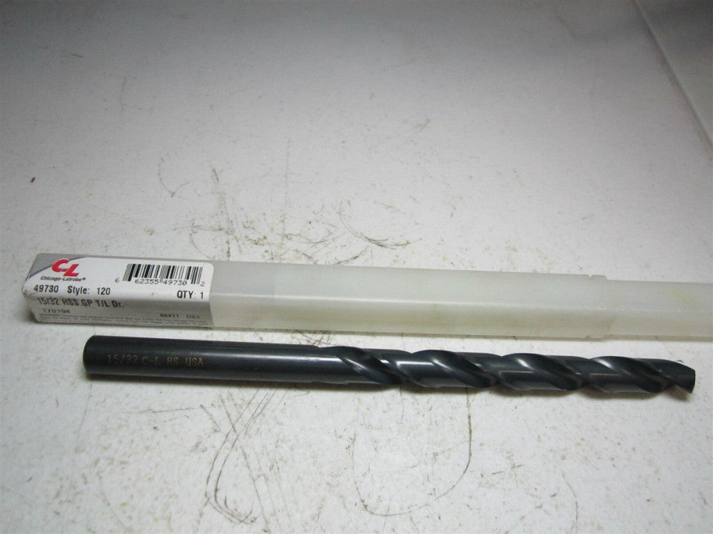 Chicago - Latrobe (49730) 15/32" 118° Spiral Flute HSS Taper Length Drill Bit