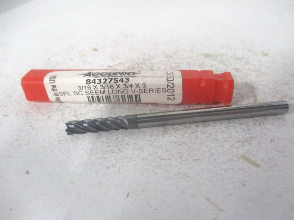 (546L1875C11) 3/16 x 3/4" x 3/16" x 3" OAL 5 Flute Solid Carbide Square End Mill