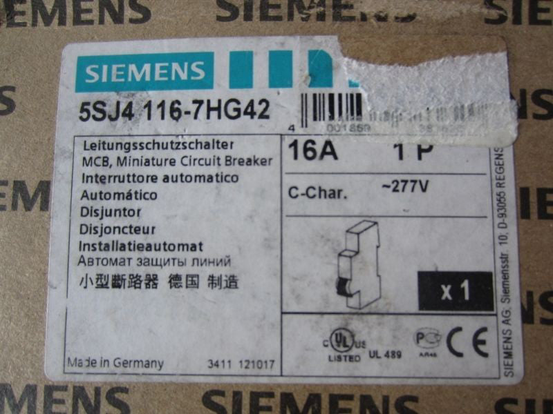 Siemens 16A 1P MCB Miniture Circuit Breaker 5SJ4 116-7HG42