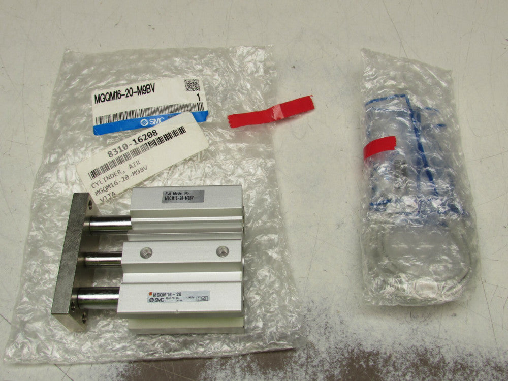 NEW SMC MGQM16-20-M9BV COMPACT GUIDE CYLINDER W/SENSORS NEW IN BAG MAKE OFFER !!
