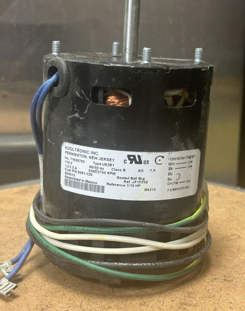 NEW 0261-120 KOOLTRONIC Fan Blower Motor 115v 1.55a 3300/2750 rpm type U62B1