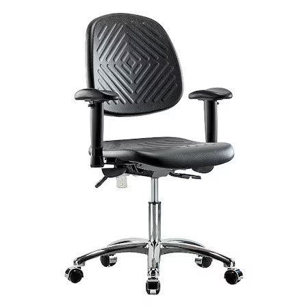Zoro Select Br-Ncr-Pdhch-Mb-Cr-T1-A1-Cc-Blk Clean Room Chair Ergonomic Chair,