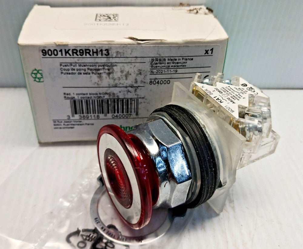 New Schneider 9001KR9RH13 Push/Pull E-stop Mushroom Head Pushbutton