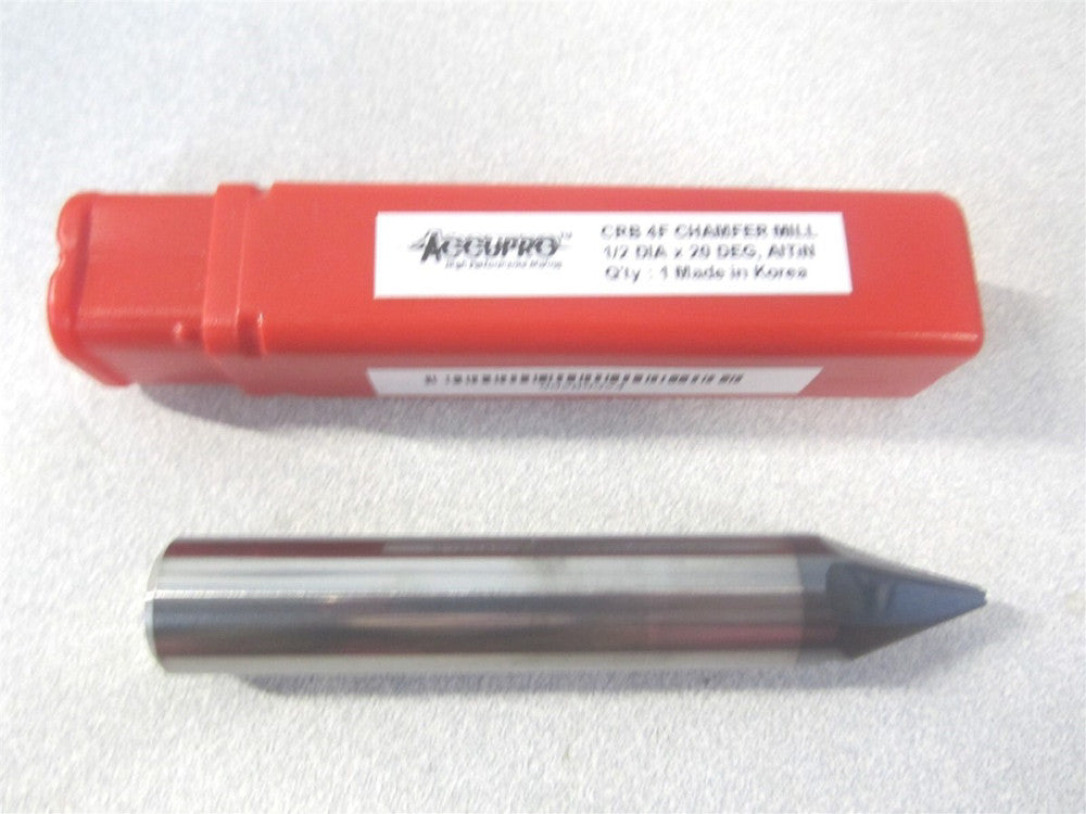 (EM99943876) 1/2" x 1/2" x 3" OAL Solid Carbide AlTiN RH 4Fl Chamfer Mill