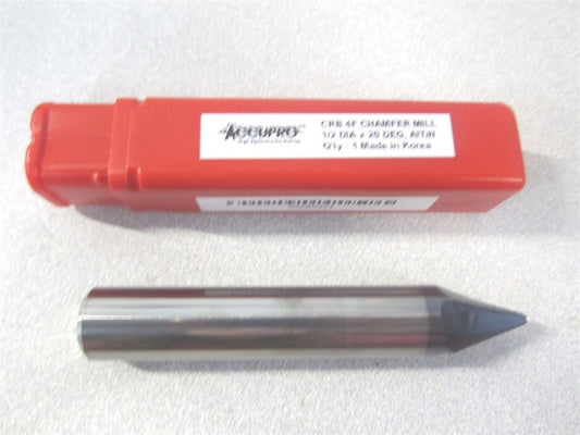 (EM99943876) 1/2" x 1/2" x 3" OAL Solid Carbide AlTiN RH 4Fl Chamfer Mill