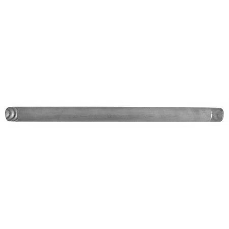 Zoro Select E4bne18 3/4" Mnpt X 18" Tbe 304 Stainless Steel Pipe Sch 80