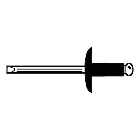 Zoro Select U34122.012.0044 Blind Rivet, Large Flanged Head, 1/8 In Dia., 13/32