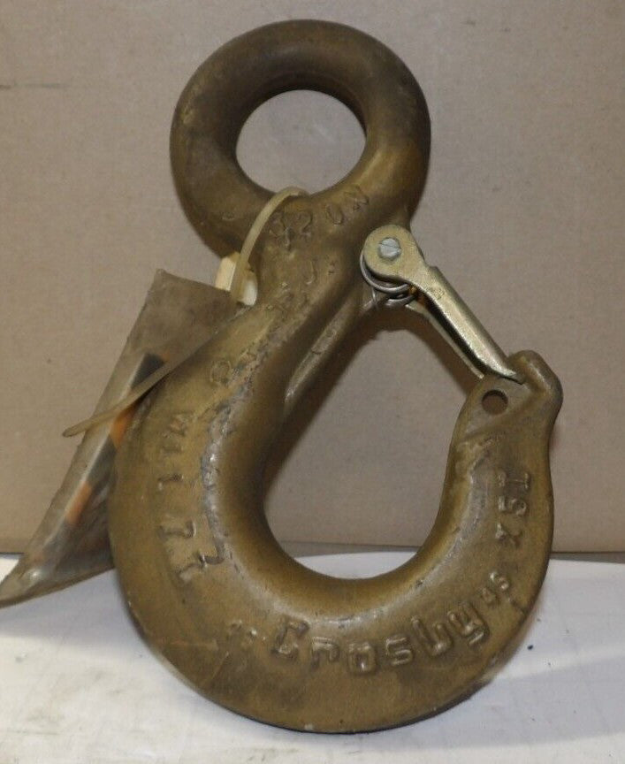 NEW CROSBY 7-TON EYE HOIST HOOK W/ LATCH  320AN