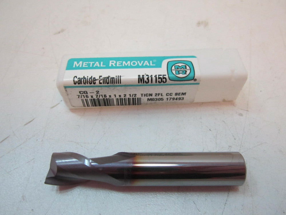 Metal Removal (M31155) 7/16" 2F TiCN Carbide Square End Mill 5/8 Shank