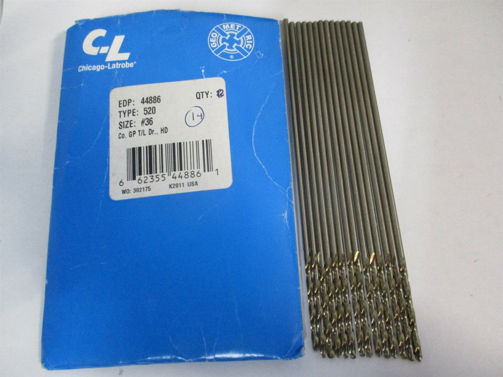 Chicago-Latrobe (44886) 3/32 x 2-1/8 x 4-5/8 Straight Spiral Drill Bit - Qty 14