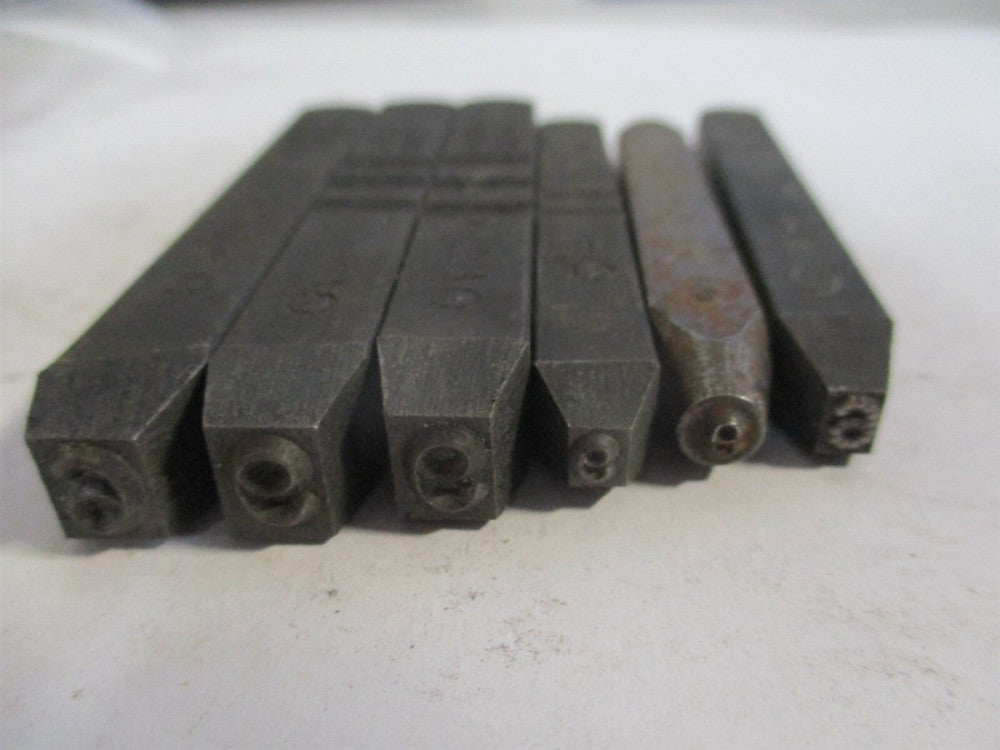 3/16", 3/32", 1/8" Number 6 Machine Made Individual Steel Stamps - Qty 6