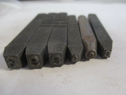 3/16", 3/32", 1/8" Number 6 Machine Made Individual Steel Stamps - Qty 6