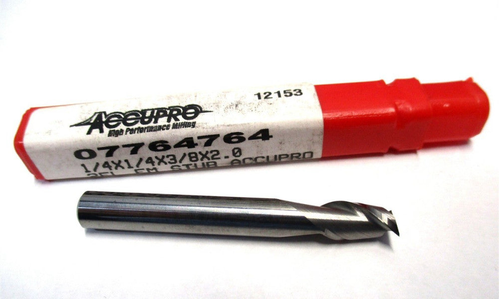 Made in USA (07764764) 1/4 x 3/8 x 2 2F SE CC RH Carbide Stub Square End Mill