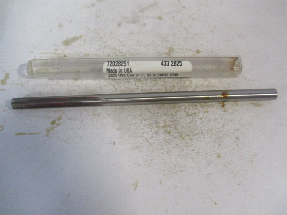 (433-0.2825) 0.2825" x 1-1/2" x 6" Straight Shank HSS 6-Flute Chucking Reamer 