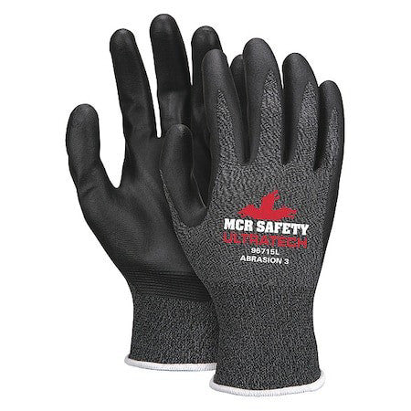Mcr Safety 96715Xl Knit Gloves, Nylon, Sandy Palm, Knit, Black/Gray/White, Xl,