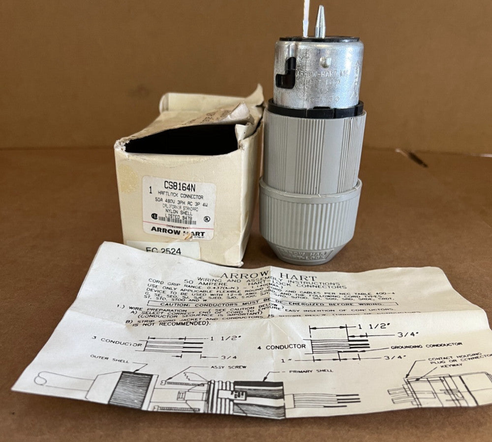 ARROW HART-LOCK CONNECTOR, CS8164 POWER LOCK , 50A, 480V, 3P, 4W, MAKE OFFER!