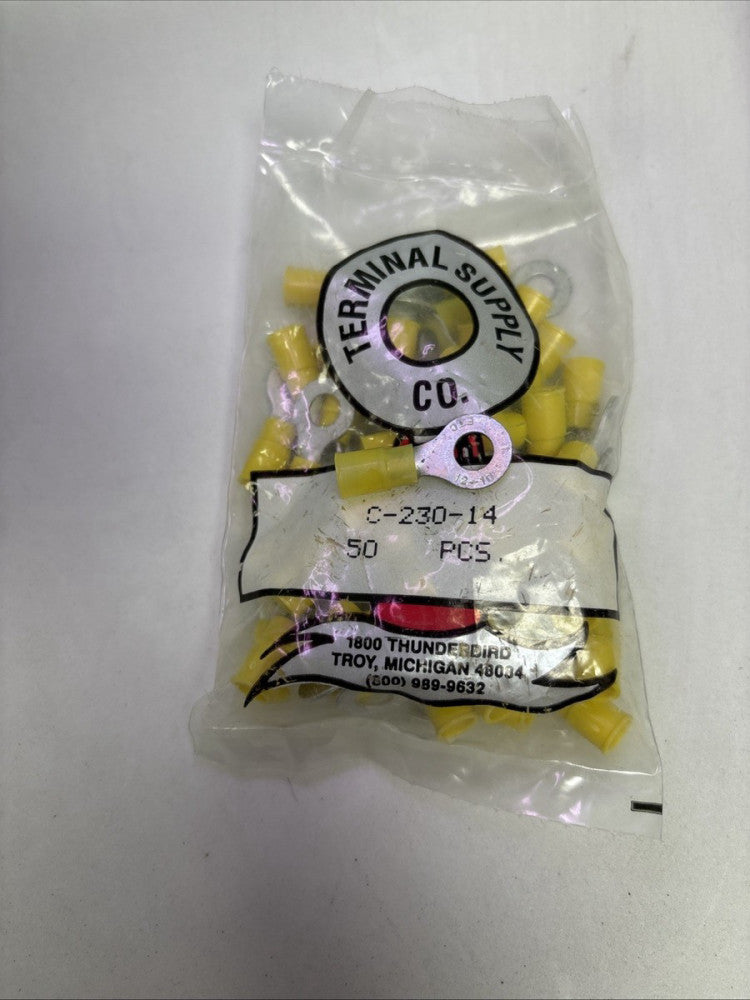 Terminal Supply C-230-14 Ring (50pcs) Yellow Insulated 12-14-1/4”