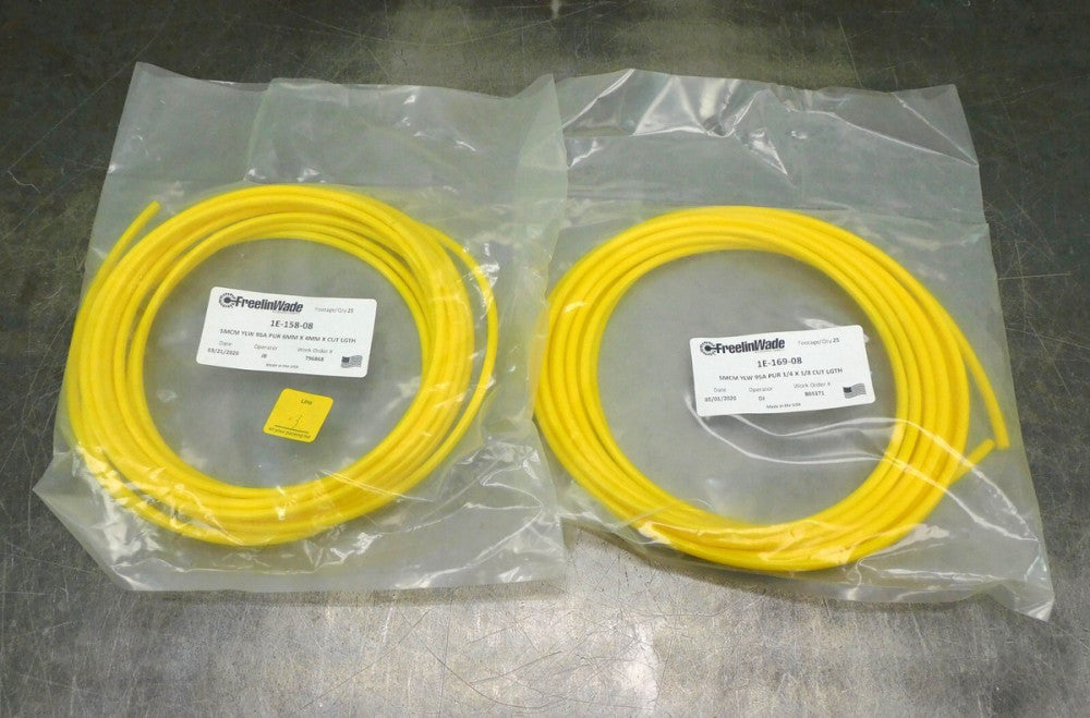 FreelinWade 1E-169-08 Yellow Polyurethane Tubing 1/4" 25 ft Lot of Two (2)