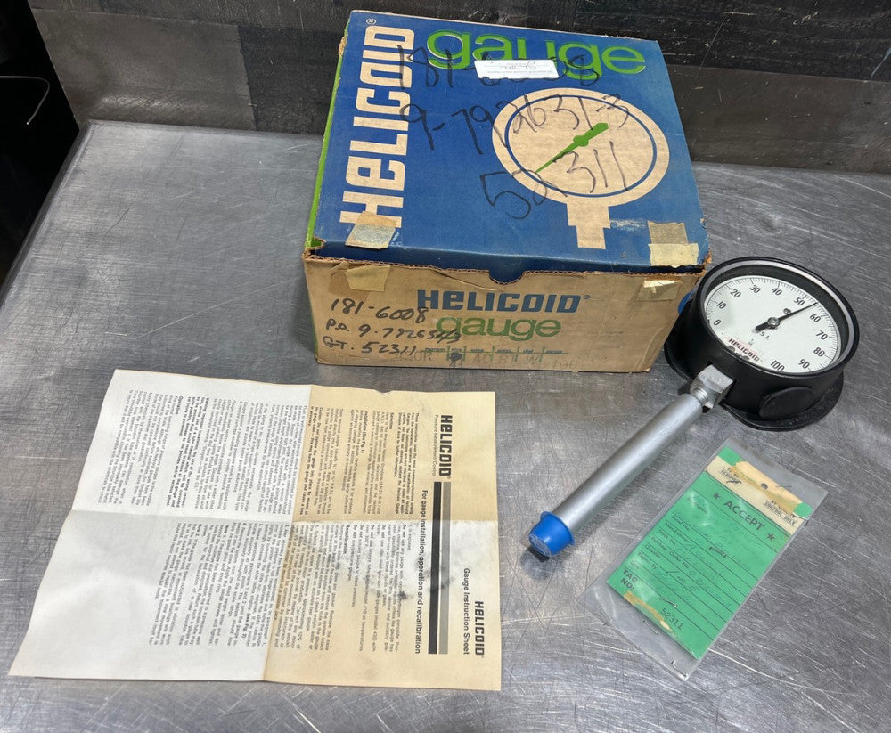 4 1/2" Helicoid Pressure Gauge 0-100 psi Nos Surplus