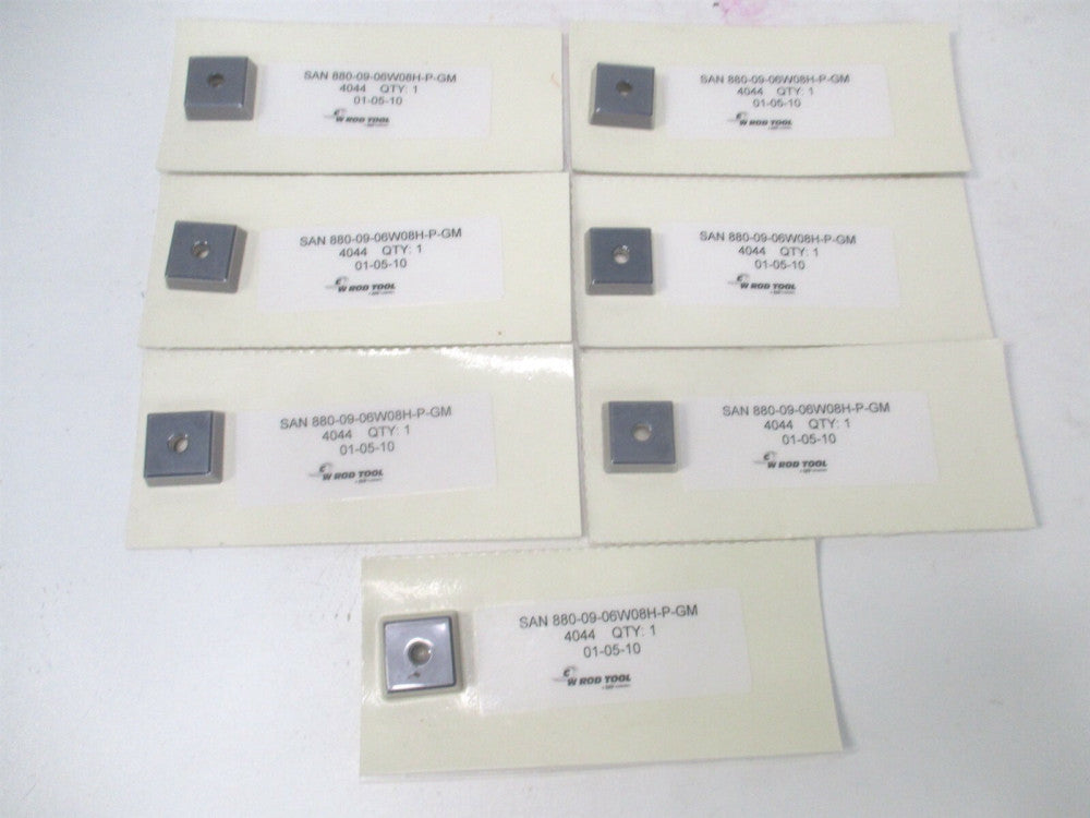 C.W. Rod (01-05-01) SAN 880-09-06W08H-P-GM Carbide Turning Insert - Lot of 7