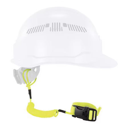 Ergodyne 3157 Coil Hard Hat Lanyard, Buckle, 18In.L, Lime