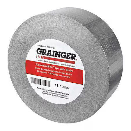 Zoro Select Tcfoil378 Foil Tape,Silver,100 Ft. L,1-1/2" W,Pk72